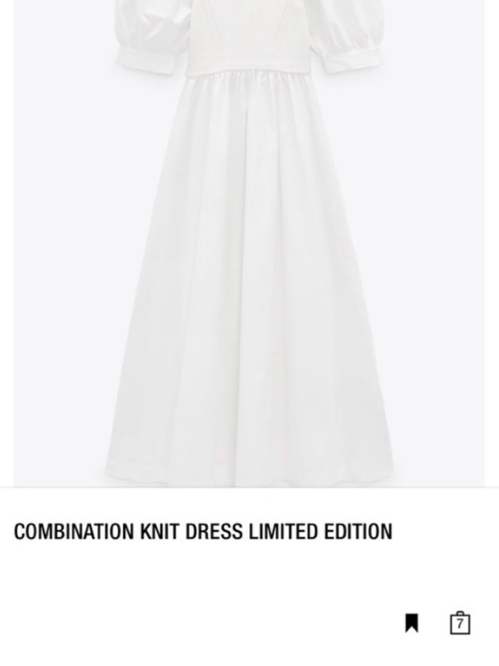 Zara White Puff-Sleeve Combination Dress